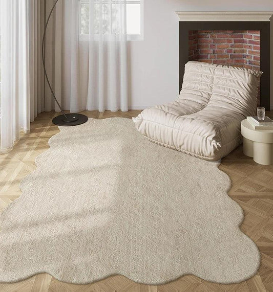 Simple Irregular Solid Color Rug Carpet │ Modern style Plush Bedroom Living room Floor Mat - Besontique Home
