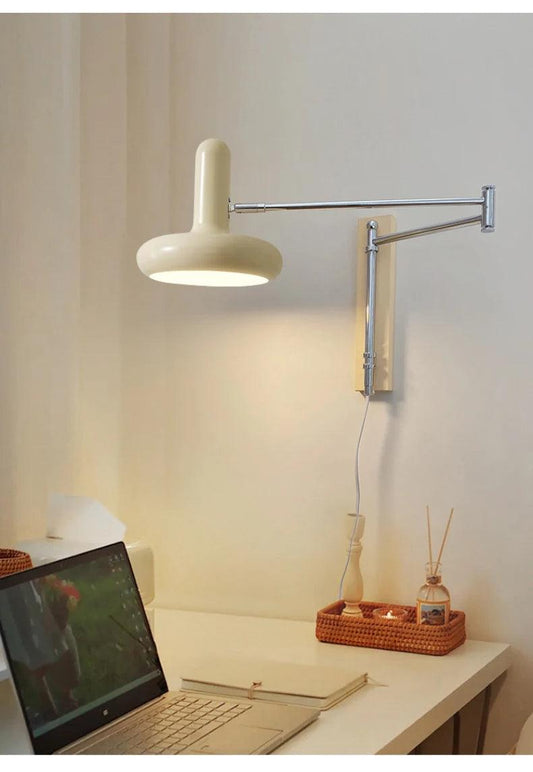 Simple White Beige Arm Wall Lamp │ Modern Nordic Style LED Rotating Metal Hanging Light (Copy) - Besontique Home