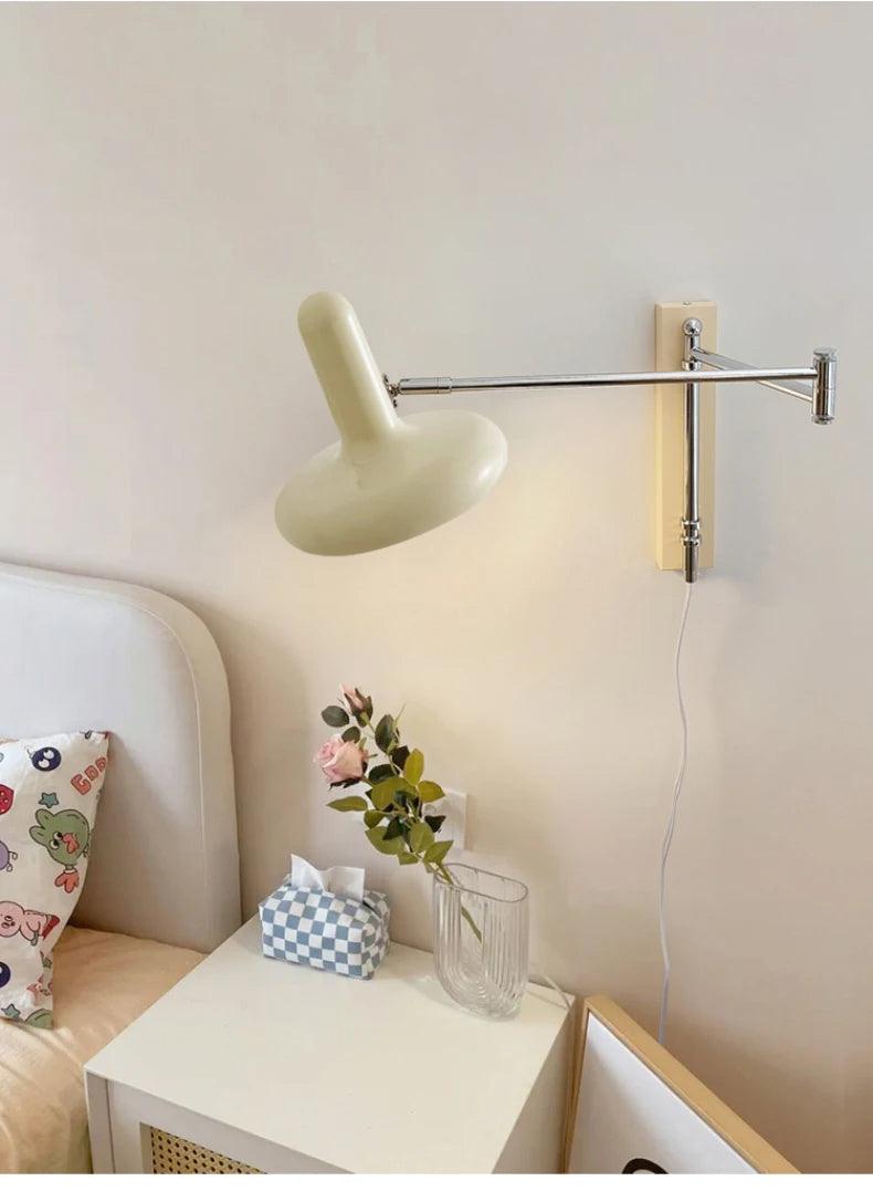 Simple White Beige Arm Wall Lamp │ Modern Nordic Style LED Rotating Metal Hanging Light (Copy) - Besontique Home