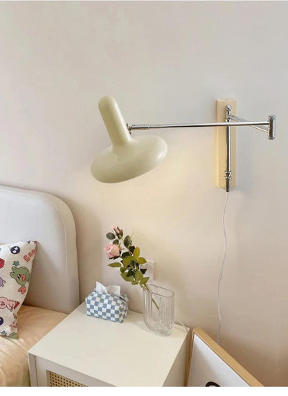 Simple White Beige Arm Wall Lamp │ Modern Nordic Style LED Rotating Metal Hanging Light (Copy) - Besontique Home