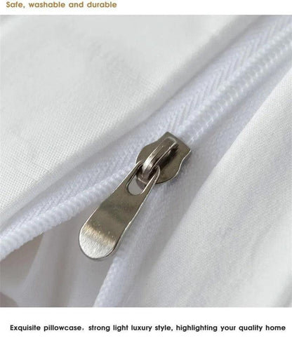 Simple White Luxury Pinch Pleat Bedding Set │ High Quality Quilt Bed Duvet cover Pillow case - Besontique Home