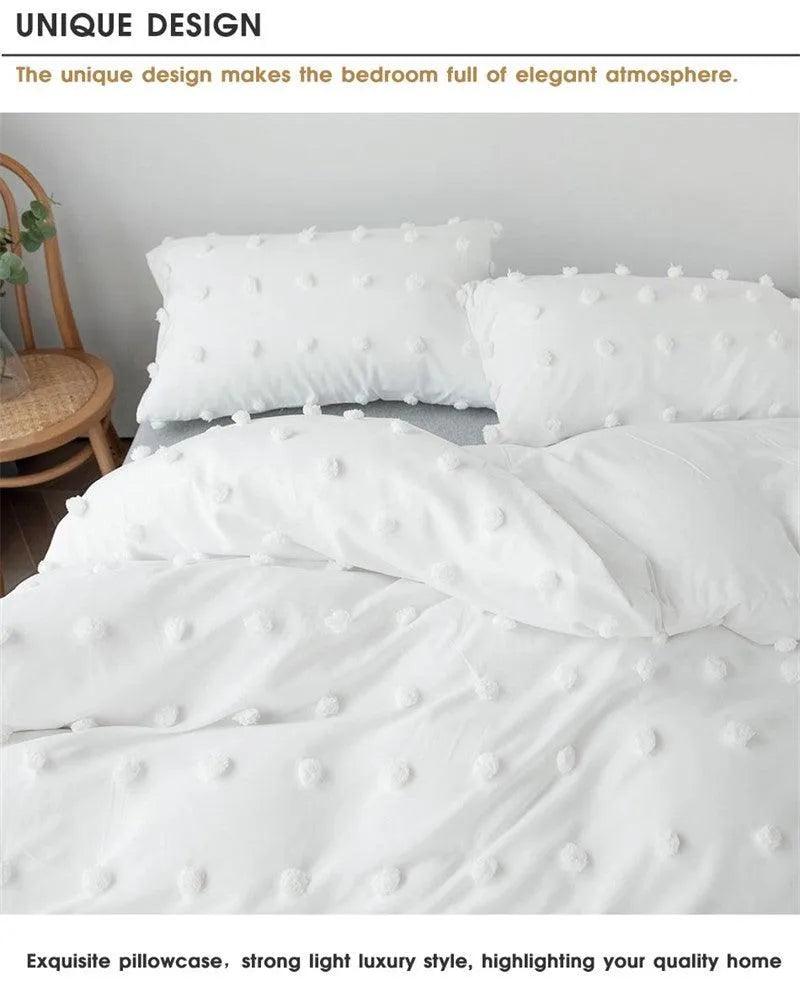 Simple White Luxury Pinch Pleat Bedding Set │ High Quality Quilt Bed Duvet cover Pillow case - Besontique Home
