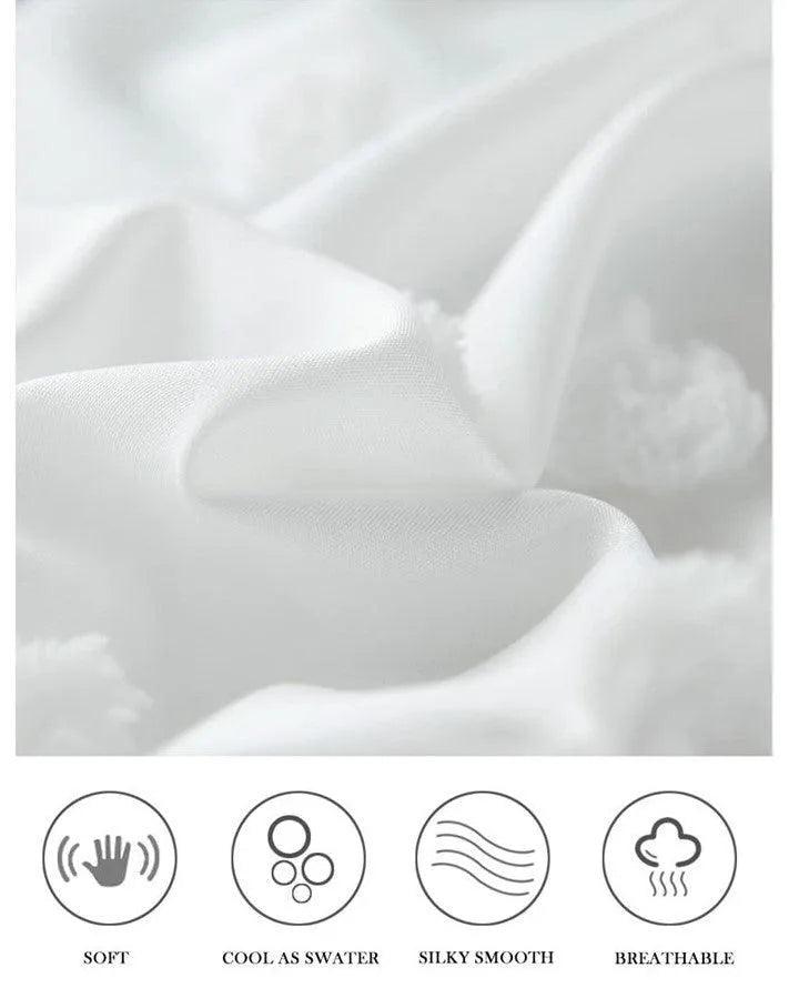 Simple White Luxury Pinch Pleat Bedding Set │ High Quality Quilt Bed Duvet cover Pillow case - Besontique Home