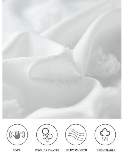 Simple White Luxury Pinch Pleat Bedding Set │ High Quality Quilt Bed Duvet cover Pillow case - Besontique Home