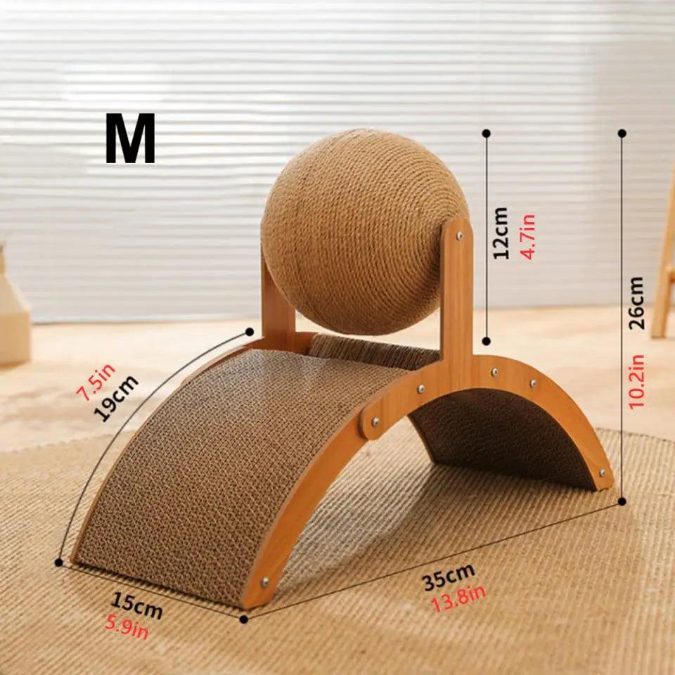 Sisal Rope Ball Wooden Cat Scratcher Scraper | Pet-Friendly 2 In 1 Wear-Resistant Scratching Board Pad Furniture - Besontique