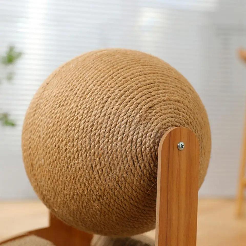 Sisal Rope Ball Wooden Cat Scratcher Scraper | Pet-Friendly 2 In 1 Wear-Resistant Scratching Board Pad Furniture - Besontique