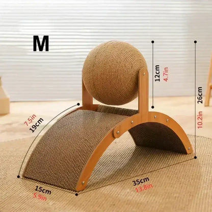 Sisal Rope Ball Wooden Cat Scratcher Scraper | Pet-Friendly 2 In 1 Wear-Resistant Scratching Board Pad Furniture - Besontique Home