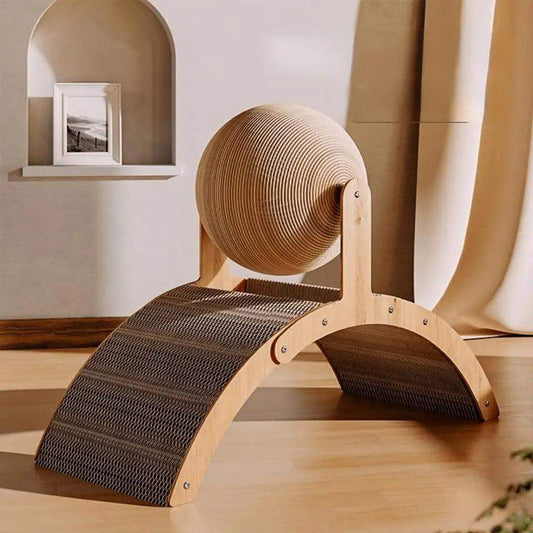 Sisal Rope Ball Wooden Cat Scratcher Scraper | Pet-Friendly 2 In 1 Wear-Resistant Scratching Board Pad Furniture - Besontique Home