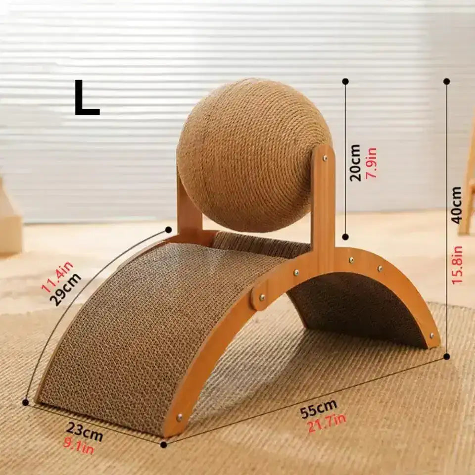 Sisal Rope Ball Wooden Cat Scratcher Scraper | Pet-Friendly 2 In 1 Wear-Resistant Scratching Board Pad Furniture - Besontique Home
