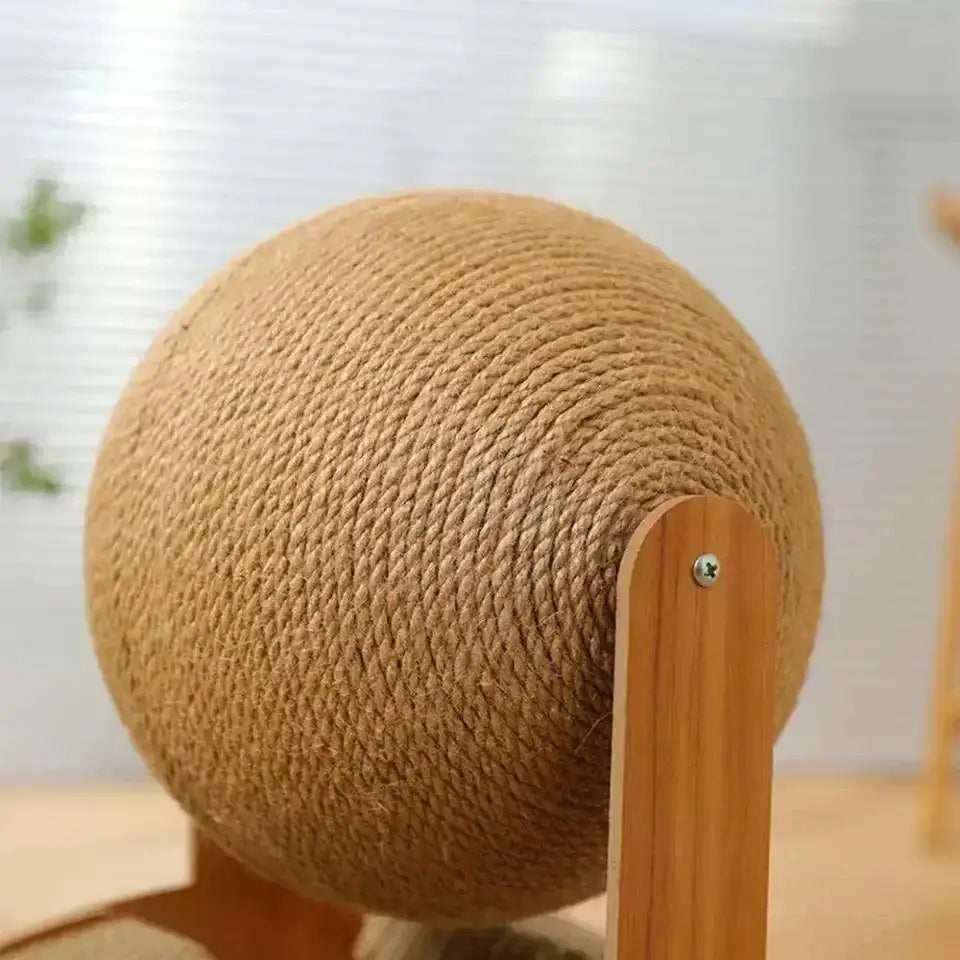 Sisal Rope Ball Wooden Cat Scratcher Scraper | Pet-Friendly 2 In 1 Wear-Resistant Scratching Board Pad Furniture - Besontique Home