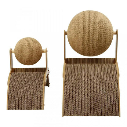 Sisal Rope Ball Wooden Cat Scratcher Scraper | Pet-Friendly 2 In 1 Wear-Resistant Scratching Board Pad Furniture - Besontique Home