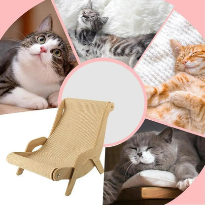 Sisal Wooden Cat Lounge Chair | Pet-Friendly Multi-Functional Cat Scratcher Furniture - Besontique