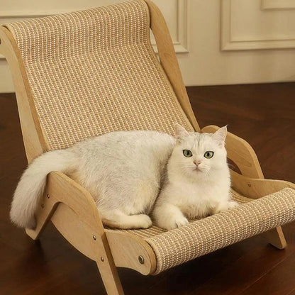 Sisal Wooden Cat Lounge Chair | Pet-Friendly Multi-Functional Cat Scratcher Furniture - Besontique