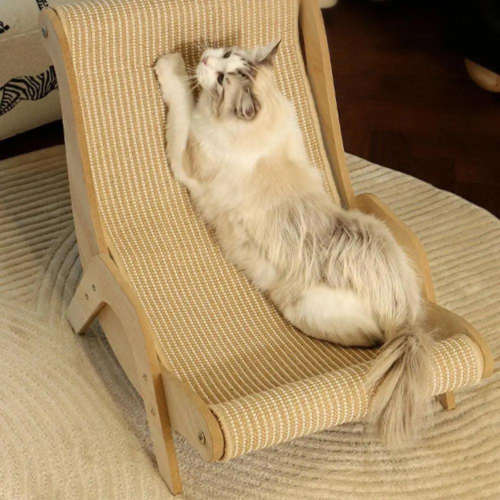 Sisal Wooden Cat Lounge Chair | Pet-Friendly Multi-Functional Cat Scratcher Furniture - Besontique