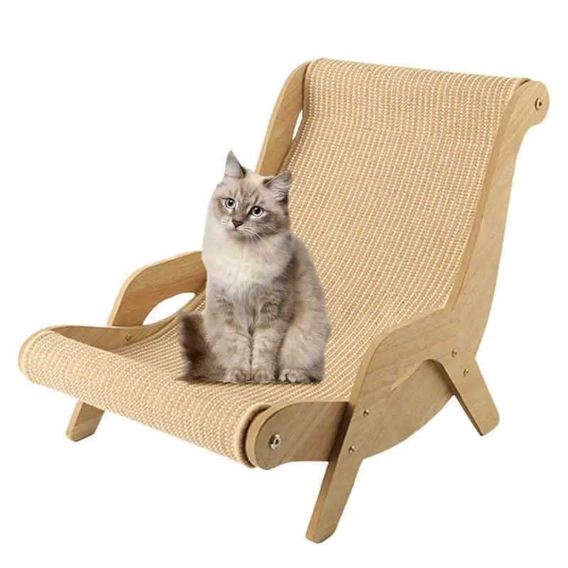 Sisal Wooden Cat Lounge Chair | Pet-Friendly Multi-Functional Cat Scratcher Furniture - Besontique