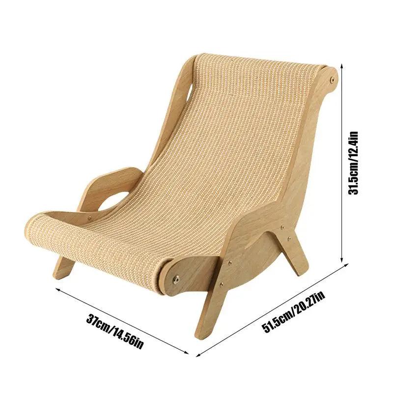 Sisal Wooden Cat Lounge Chair | Pet-Friendly Multi-Functional Cat Scratcher Furniture - Besontique