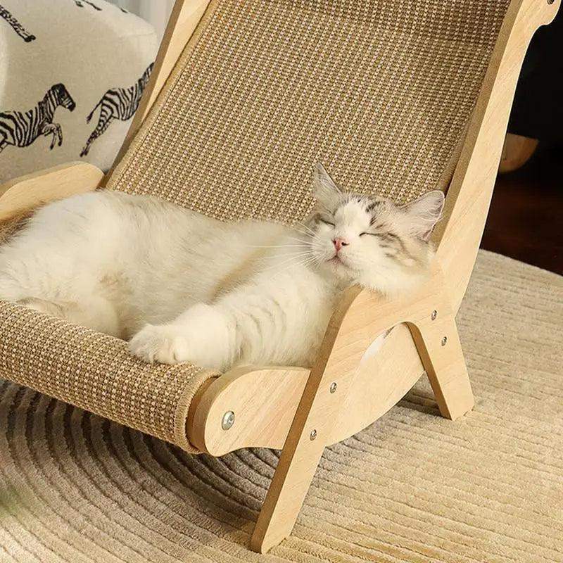 Sisal Wooden Cat Lounge Chair | Pet-Friendly Multi-Functional Cat Scratcher Furniture - Besontique Home