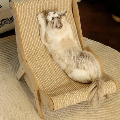 Sisal Wooden Cat Lounge Chair | Pet-Friendly Multi-Functional Cat Scratcher Furniture - Besontique Home
