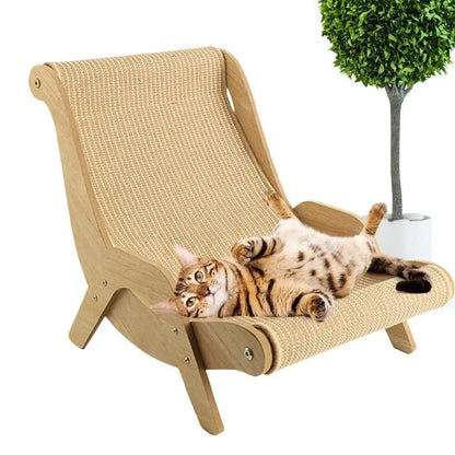 Sisal Wooden Cat Lounge Chair | Pet-Friendly Multi-Functional Cat Scratcher Furniture - Besontique Home