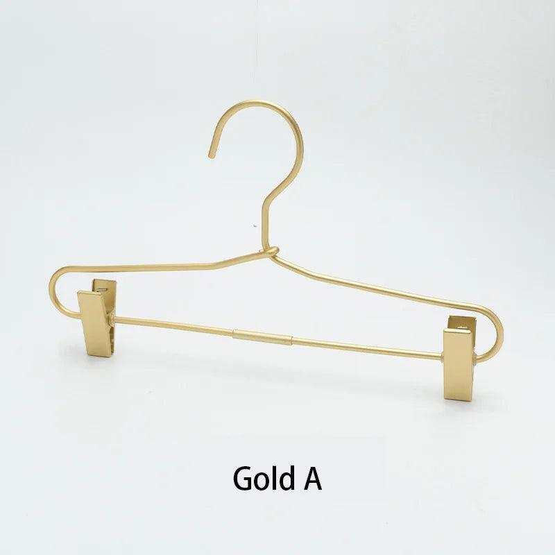 Slim Gold Skirts Pants Hangers with Clips │ Sleek Metal Clothes Wardrobe Trouser Rack - Besontique Home