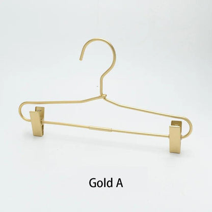 Slim Gold Skirts Pants Hangers with Clips │ Sleek Metal Clothes Wardrobe Trouser Rack - Besontique Home