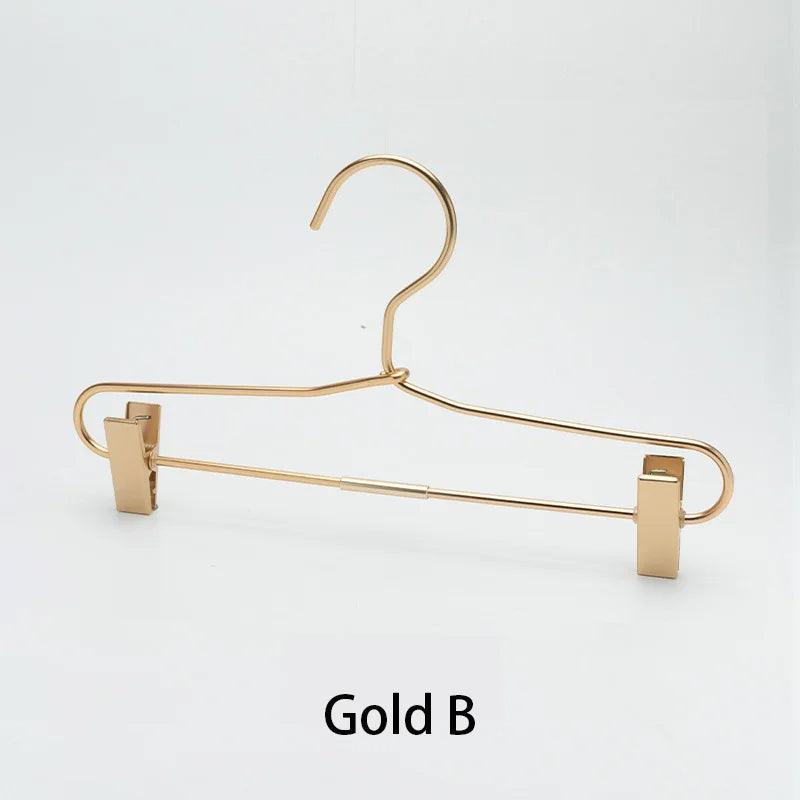 Slim Gold Skirts Pants Hangers with Clips │ Sleek Metal Clothes Wardrobe Trouser Rack - Besontique Home