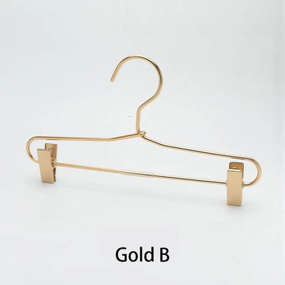 Slim Gold Skirts Pants Hangers with Clips │ Sleek Metal Clothes Wardrobe Trouser Rack - Besontique Home