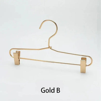 Slim Gold Skirts Pants Hangers with Clips │ Sleek Metal Clothes Wardrobe Trouser Rack - Besontique Home