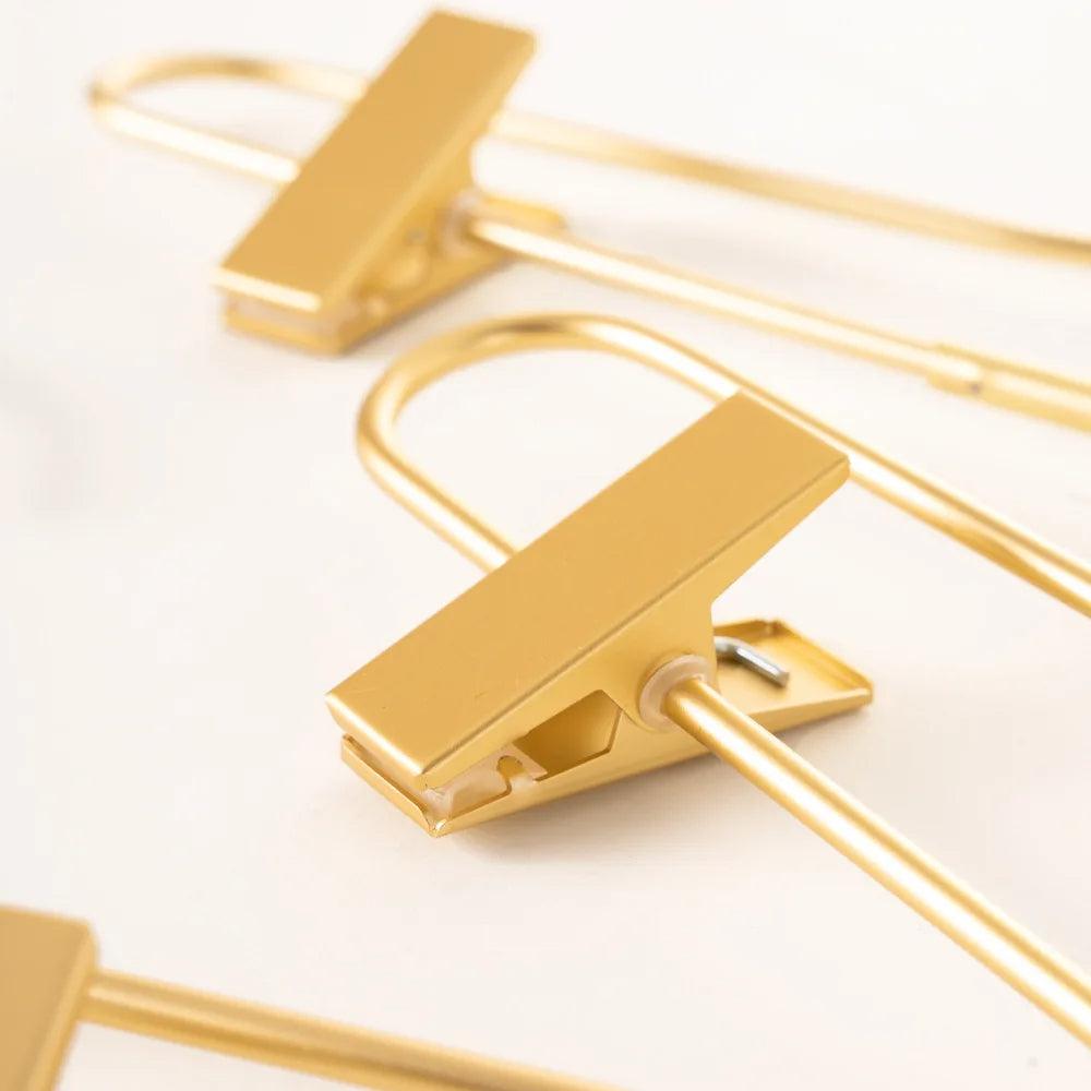 Slim Gold Skirts Pants Hangers with Clips │ Sleek Metal Clothes Wardrobe Trouser Rack - Besontique Home