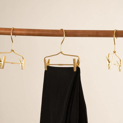 Slim Gold Skirts Pants Hangers with Clips │ Sleek Metal Clothes Wardrobe Trouser Rack - Besontique Home