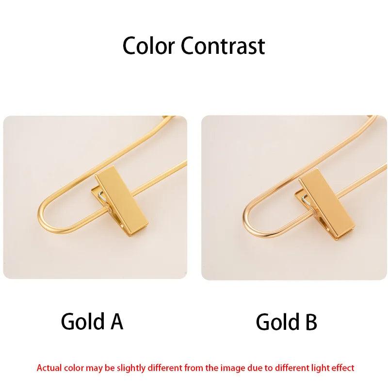 Slim Gold Skirts Pants Hangers with Clips │ Sleek Metal Clothes Wardrobe Trouser Rack - Besontique Home