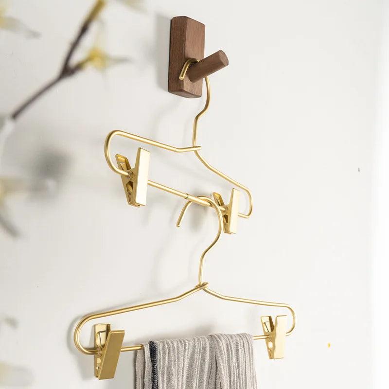 Slim Gold Skirts Pants Hangers with Clips │ Sleek Metal Clothes Wardrobe Trouser Rack - Besontique Home