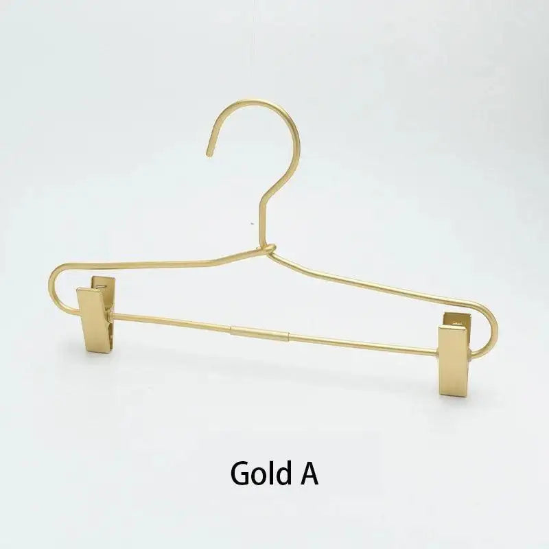 Slim Gold Skirts Pants Hangers with Clips │ Sleek Metal Clothes Wardrobe Trouser Rack - Besontique Home