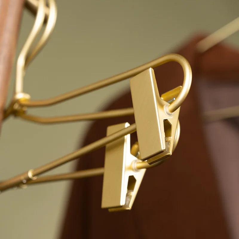 Slim Gold Skirts Pants Hangers with Clips │ Sleek Metal Clothes Wardrobe Trouser Rack - Besontique Home