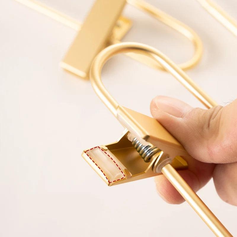 Slim Gold Skirts Pants Hangers with Clips │ Sleek Metal Clothes Wardrobe Trouser Rack - Besontique Home