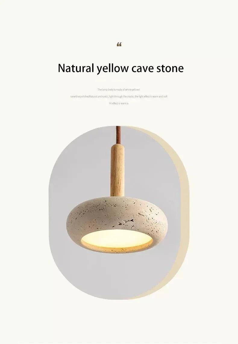 Small Travertine Marble Ceiling Lamp │ Modern Rustic Pendant Bedside Chandeliers Hanging Light - Besontique Home