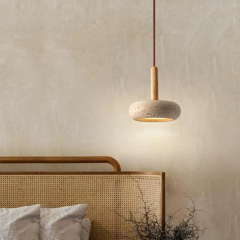 Small Travertine Marble Ceiling Lamp │ Modern Rustic Pendant Bedside Chandeliers Hanging Light - Besontique Home