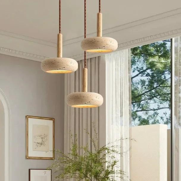 Small Travertine Marble Ceiling Lamp │ Modern Rustic Pendant Bedside Chandeliers Hanging Light - Besontique Home