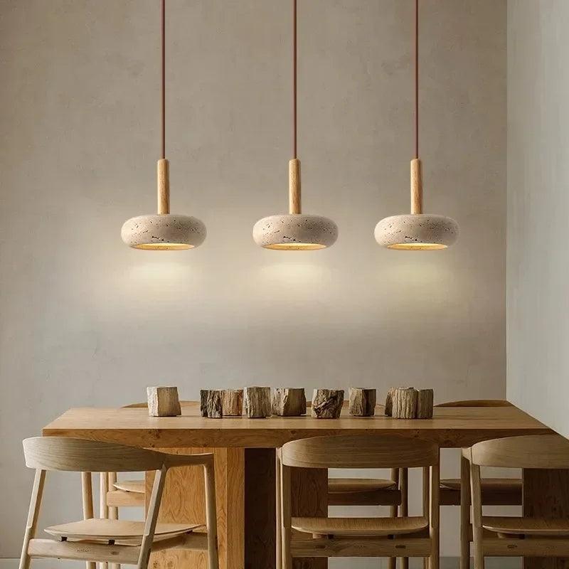Small Travertine Marble Ceiling Lamp │ Modern Rustic Pendant Bedside Chandeliers Hanging Light - Besontique Home