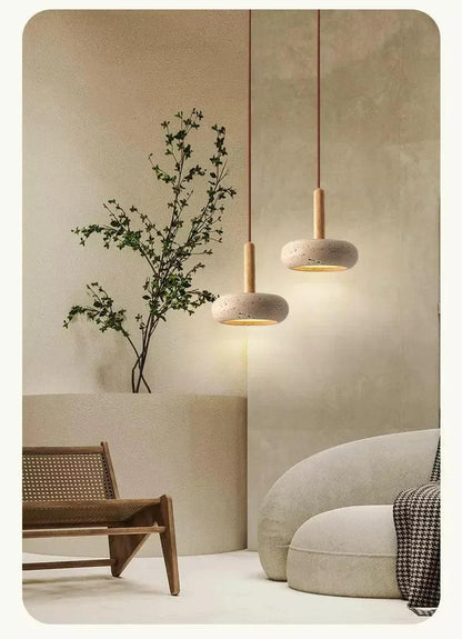 Small Travertine Marble Ceiling Lamp │ Modern Rustic Pendant Bedside Chandeliers Hanging Light - Besontique Home
