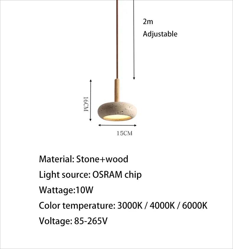 Small Travertine Marble Ceiling Lamp │ Modern Rustic Pendant Bedside Chandeliers Hanging Light - Besontique Home