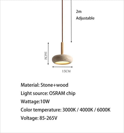 Small Travertine Marble Ceiling Lamp │ Modern Rustic Pendant Bedside Chandeliers Hanging Light - Besontique Home