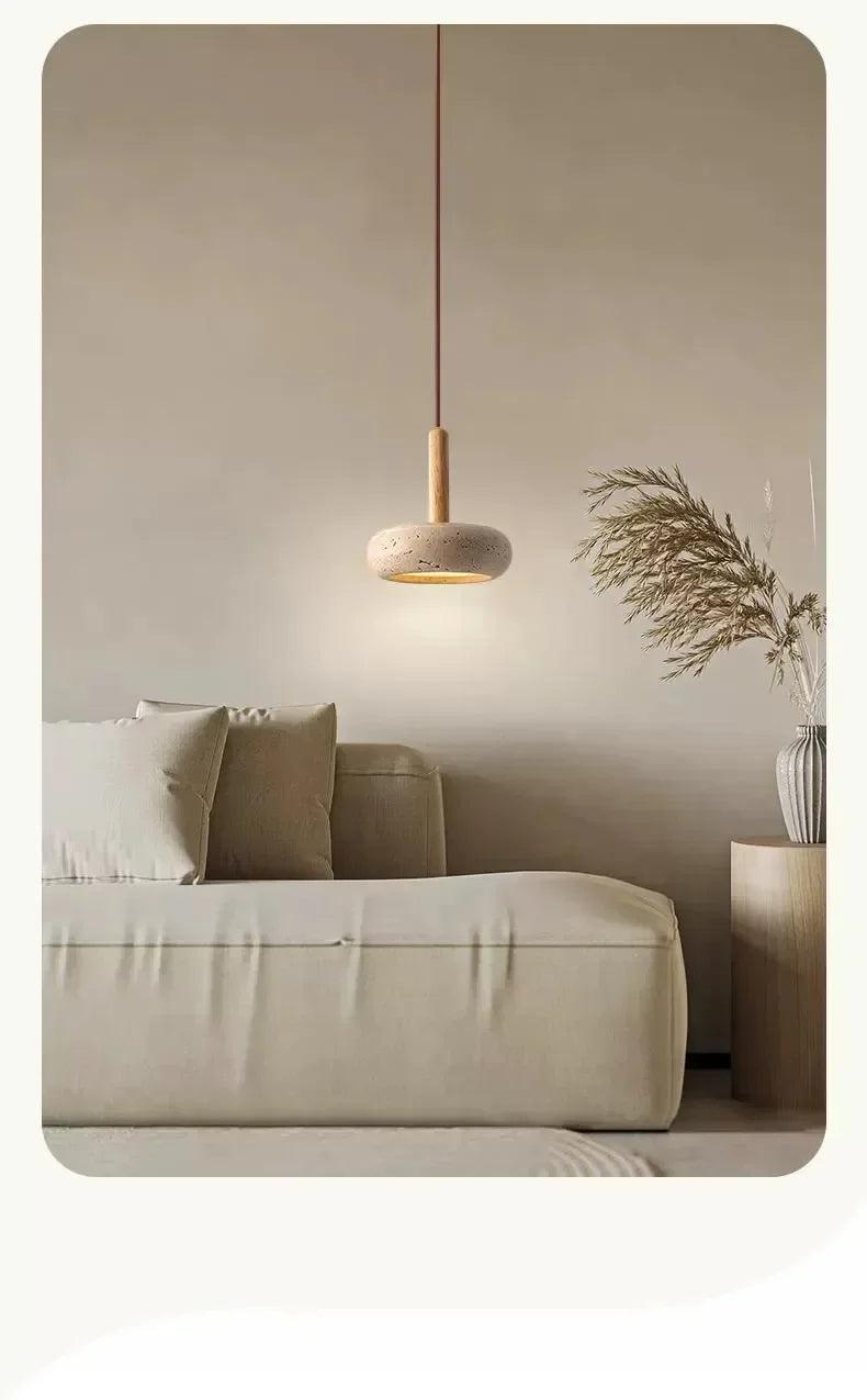 Small Travertine Marble Ceiling Lamp │ Modern Rustic Pendant Bedside Chandeliers Hanging Light - Besontique Home