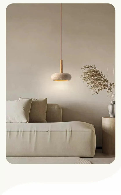 Small Travertine Marble Ceiling Lamp │ Modern Rustic Pendant Bedside Chandeliers Hanging Light - Besontique Home
