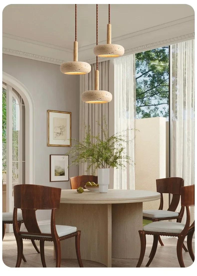 Small Travertine Marble Ceiling Lamp │ Modern Rustic Pendant Bedside Chandeliers Hanging Light - Besontique Home