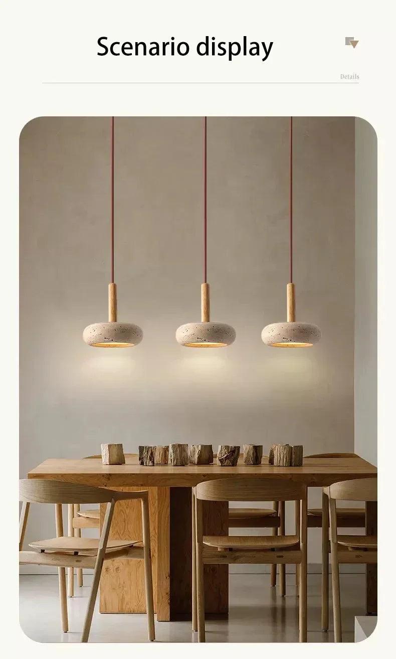 Small Travertine Marble Ceiling Lamp │ Modern Rustic Pendant Bedside Chandeliers Hanging Light - Besontique Home