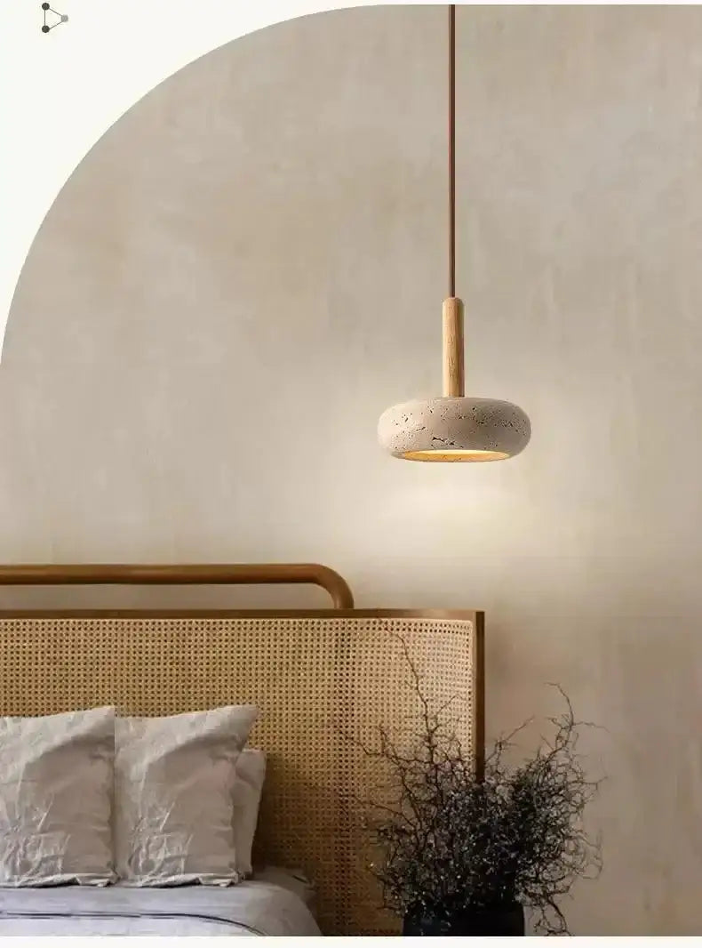 Small Travertine Marble Ceiling Lamp │ Modern Rustic Pendant Bedside Chandeliers Hanging Light - Besontique Home