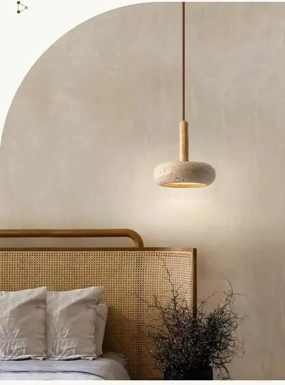 Small Travertine Marble Ceiling Lamp │ Modern Rustic Pendant Bedside Chandeliers Hanging Light - Besontique Home