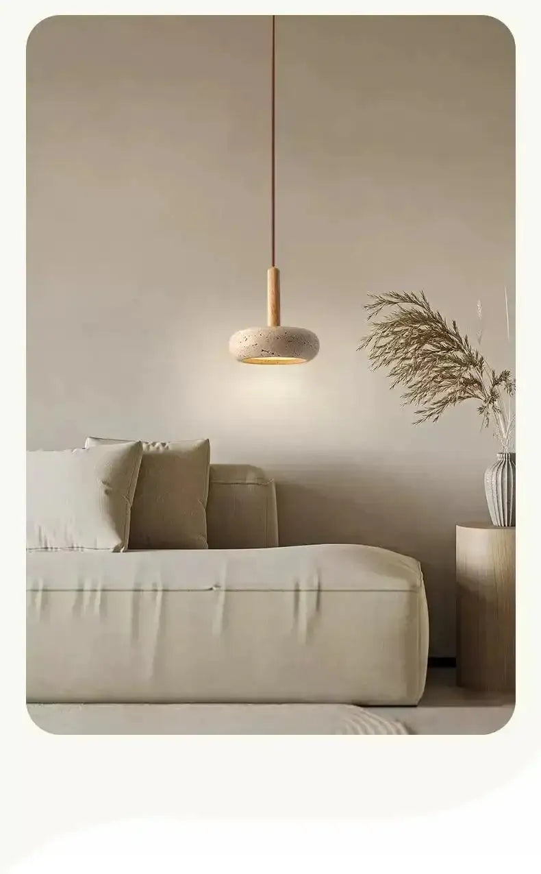 Small Travertine Marble Ceiling Lamp │ Modern Rustic Pendant Bedside Chandeliers Hanging Light - Besontique Home