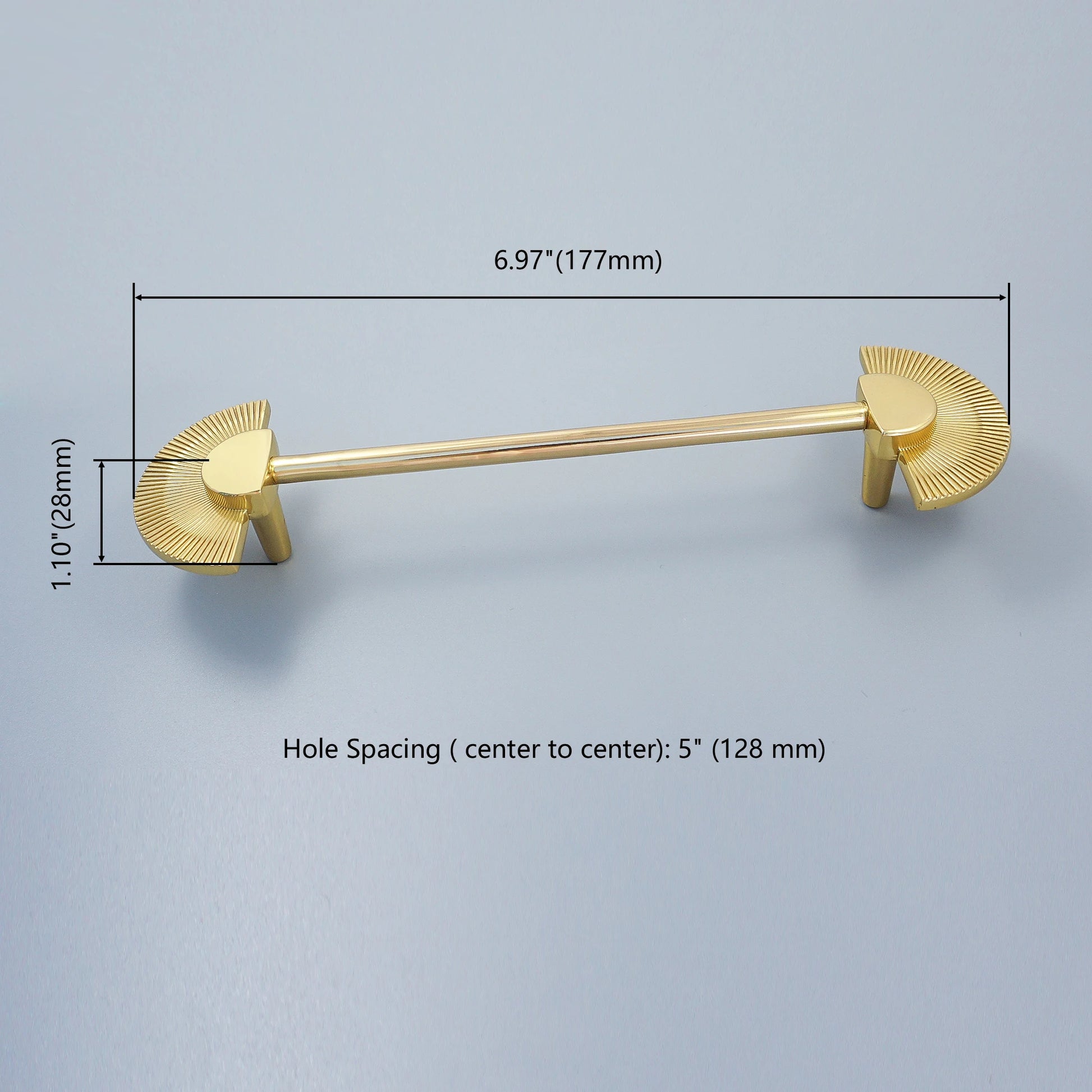 Solid Brass Fan Shaped Furniture Door Knob │ Polished Gold Kitchen Cabinet Handles - Besontique Home